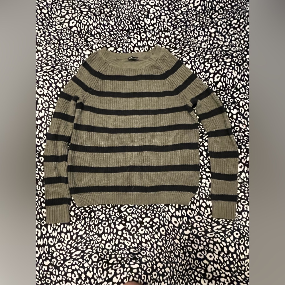 Green and black striped Express sweater. Size M.